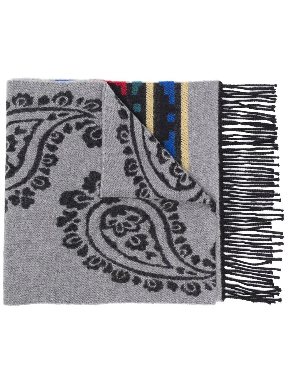 paisley-print frayed scarf - 1