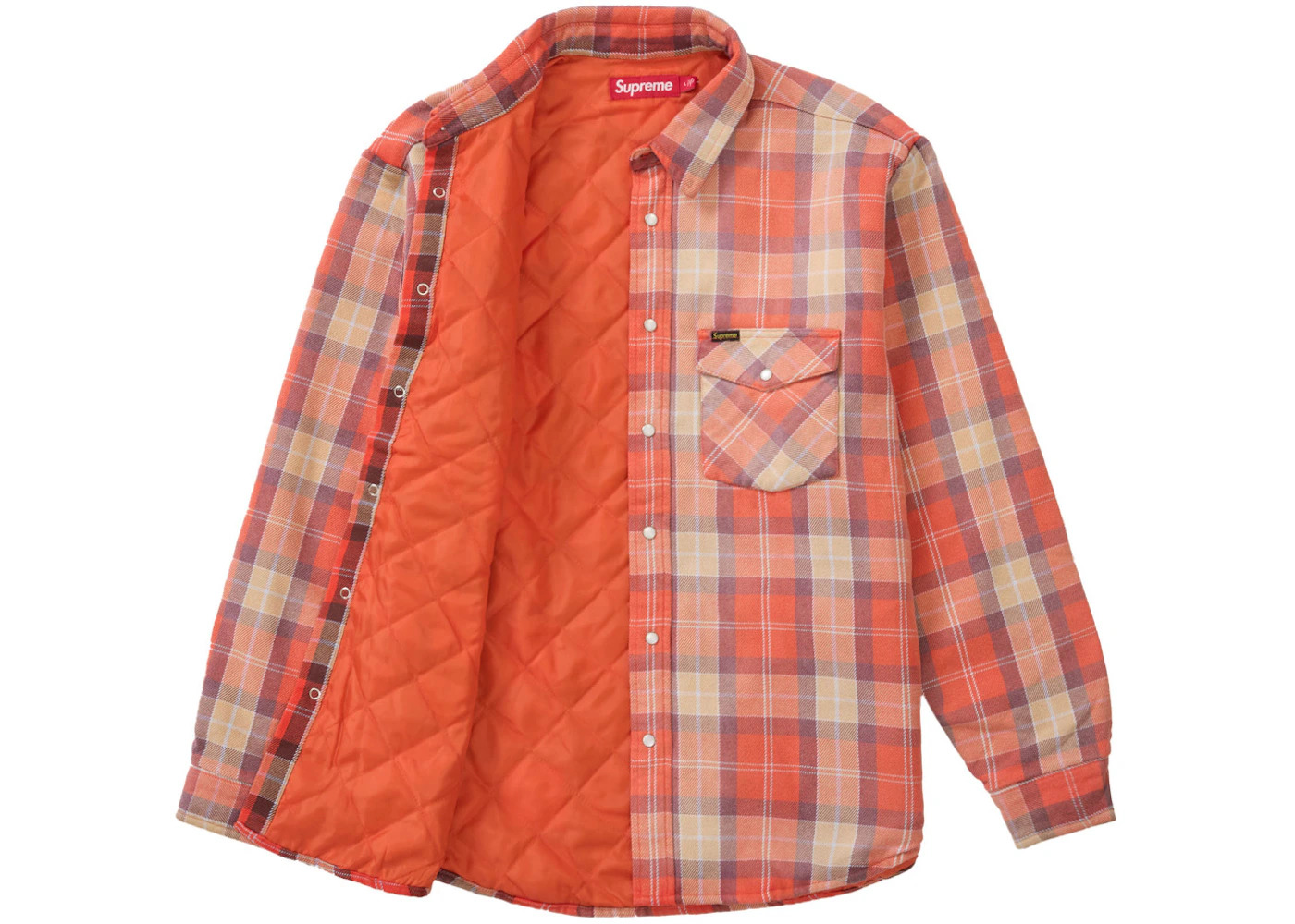 Supreme Quilted Flannel Snap Shirt Orange - 2