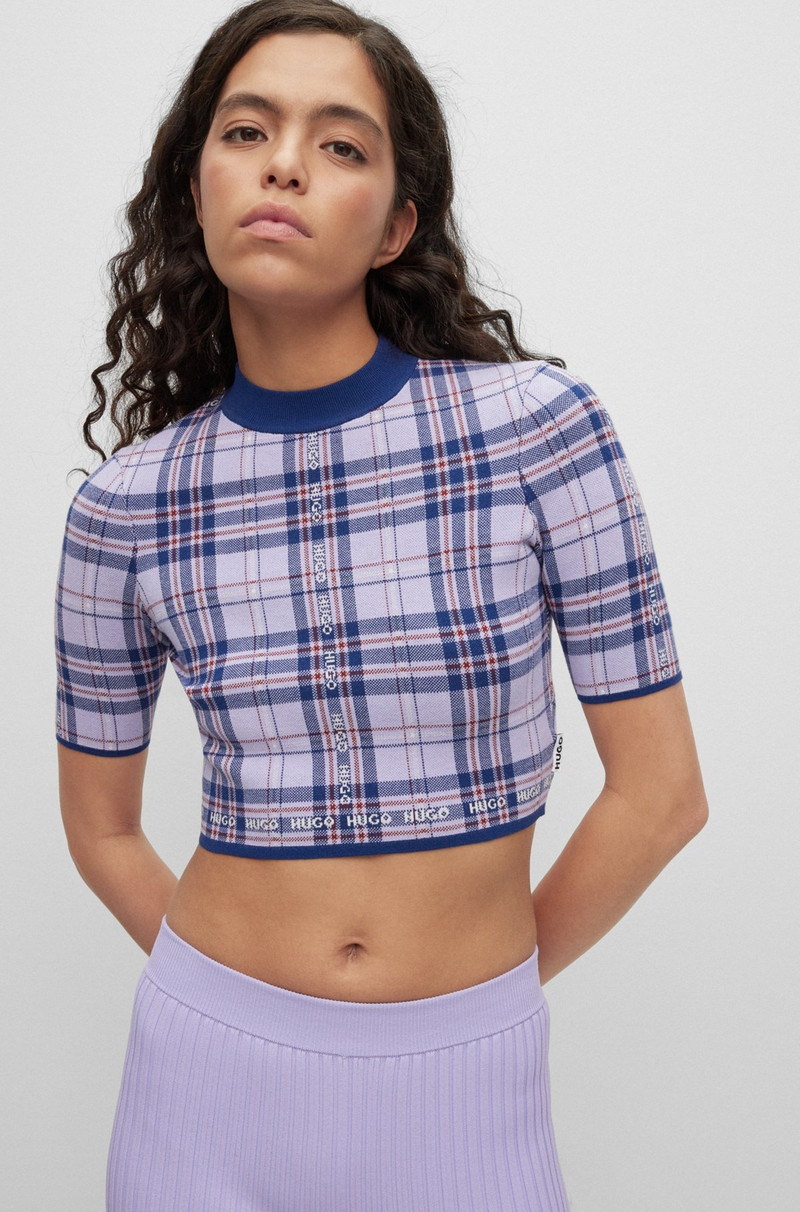 SHORT-SLEEVED CROPPED SWEATER WITH LOGO CHECK 5
