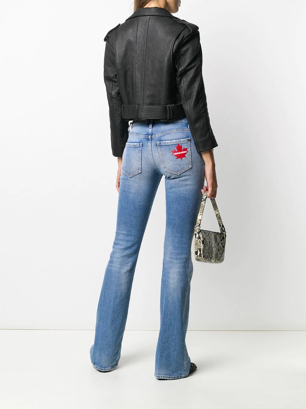 logo patch flared jeans - 2