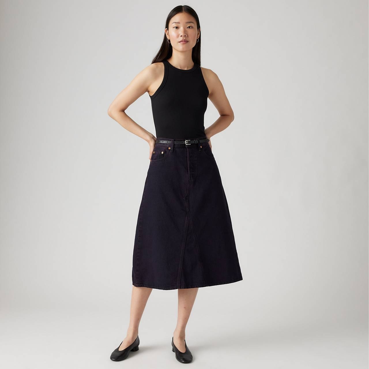 HIGH RISE A-LINE DECONSTRUCTED SKIRT - 3