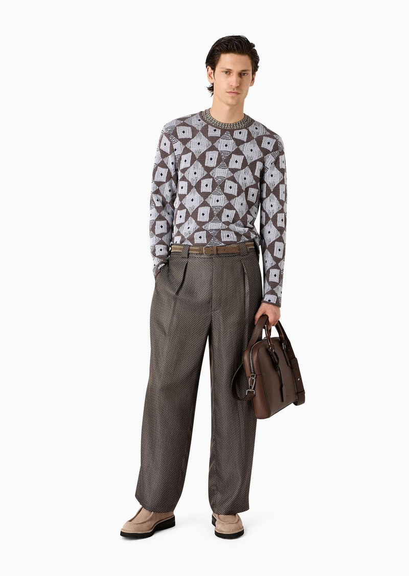 GIORGIO ARMANI ASV viscose-blend jacquard single-pleat trousers outlook