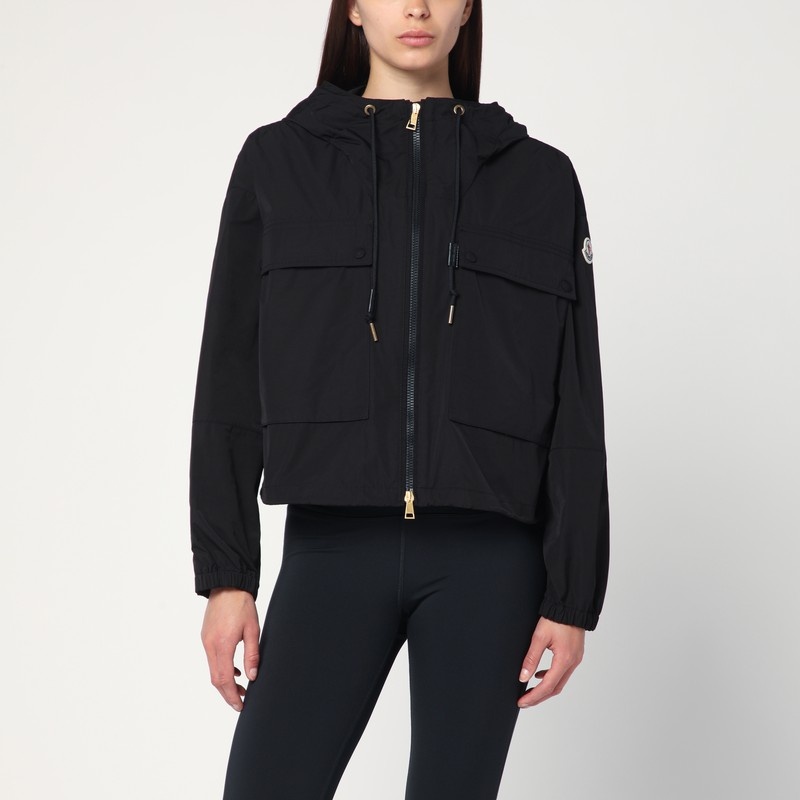 Black zip parka in nylon - 1