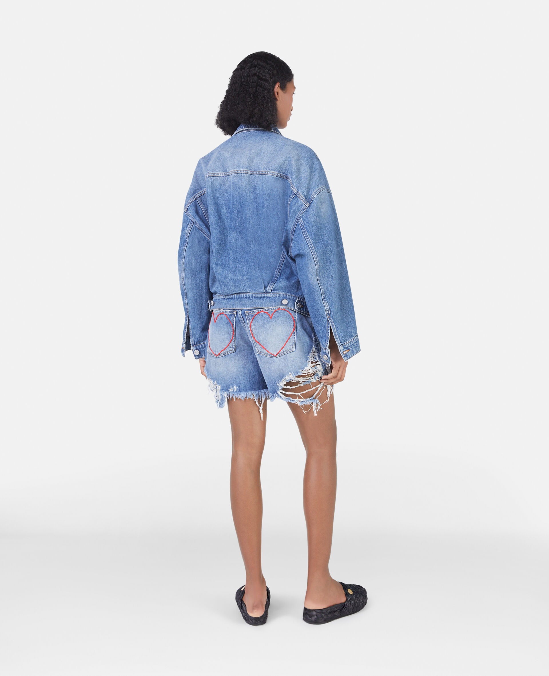 Heart Embroidery Denim Jacket - 3