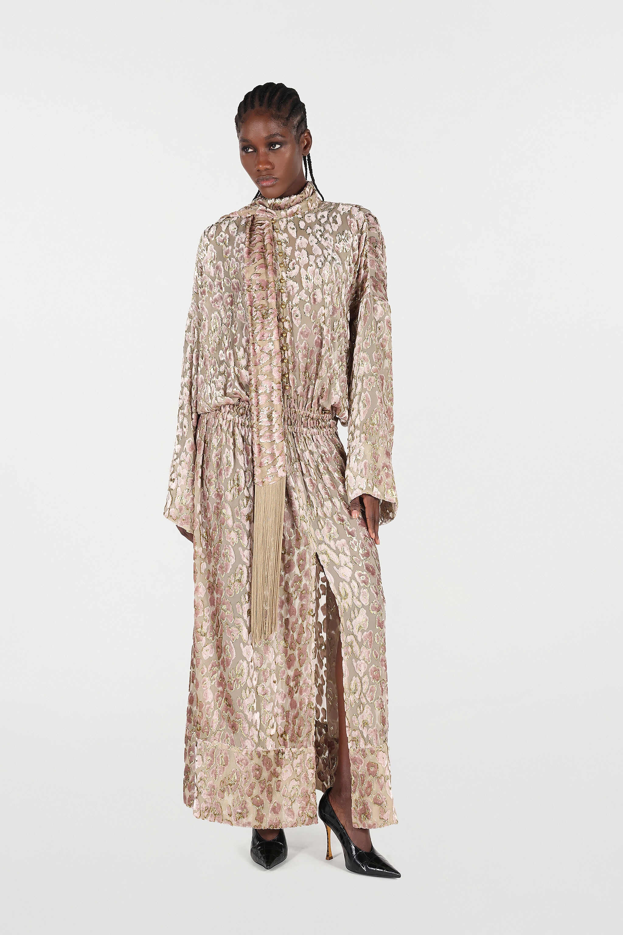 Long Dress With All-Over Dappled Pattern - 2