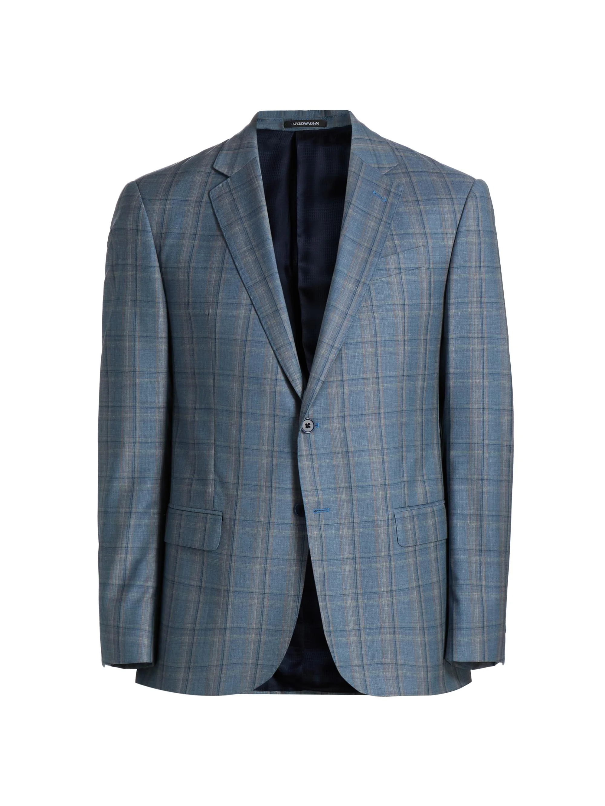 Men's Virgin Wool Windowpane Jacket - Dusty Teal - 1