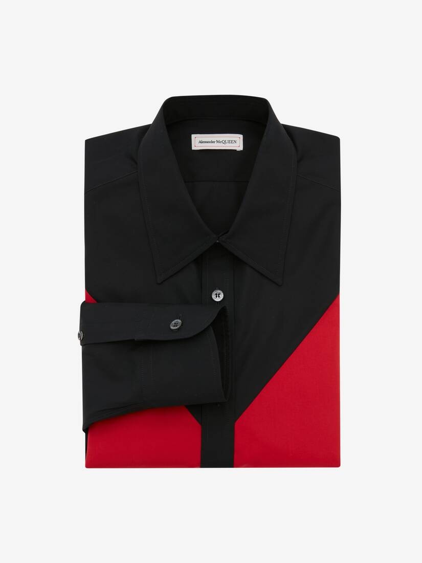 Men's Cotton Poplin Chevron Shirt in Black - 5