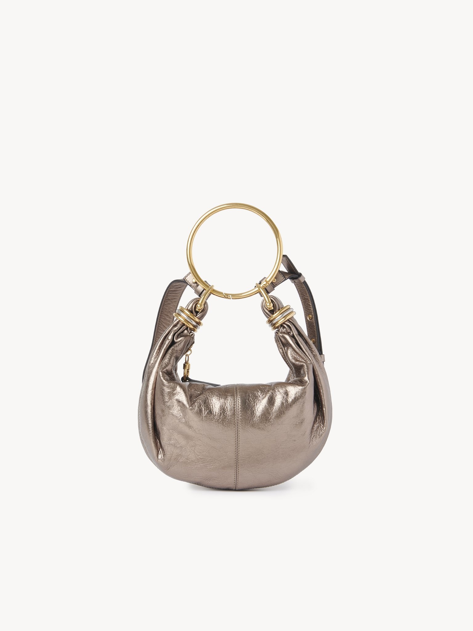 SMALL BRACELET HOBO BAG IN METALLIZED LEATHER - 4