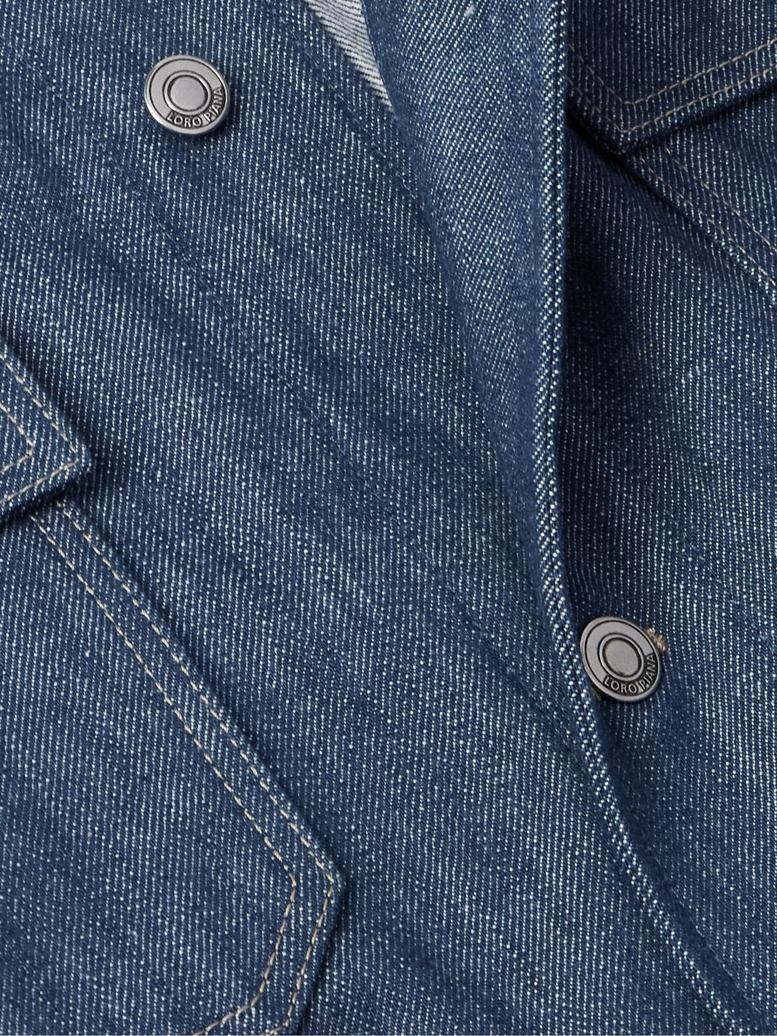 Conley Corduroy-Trimmed Austin Denim Jacket Blue - 5