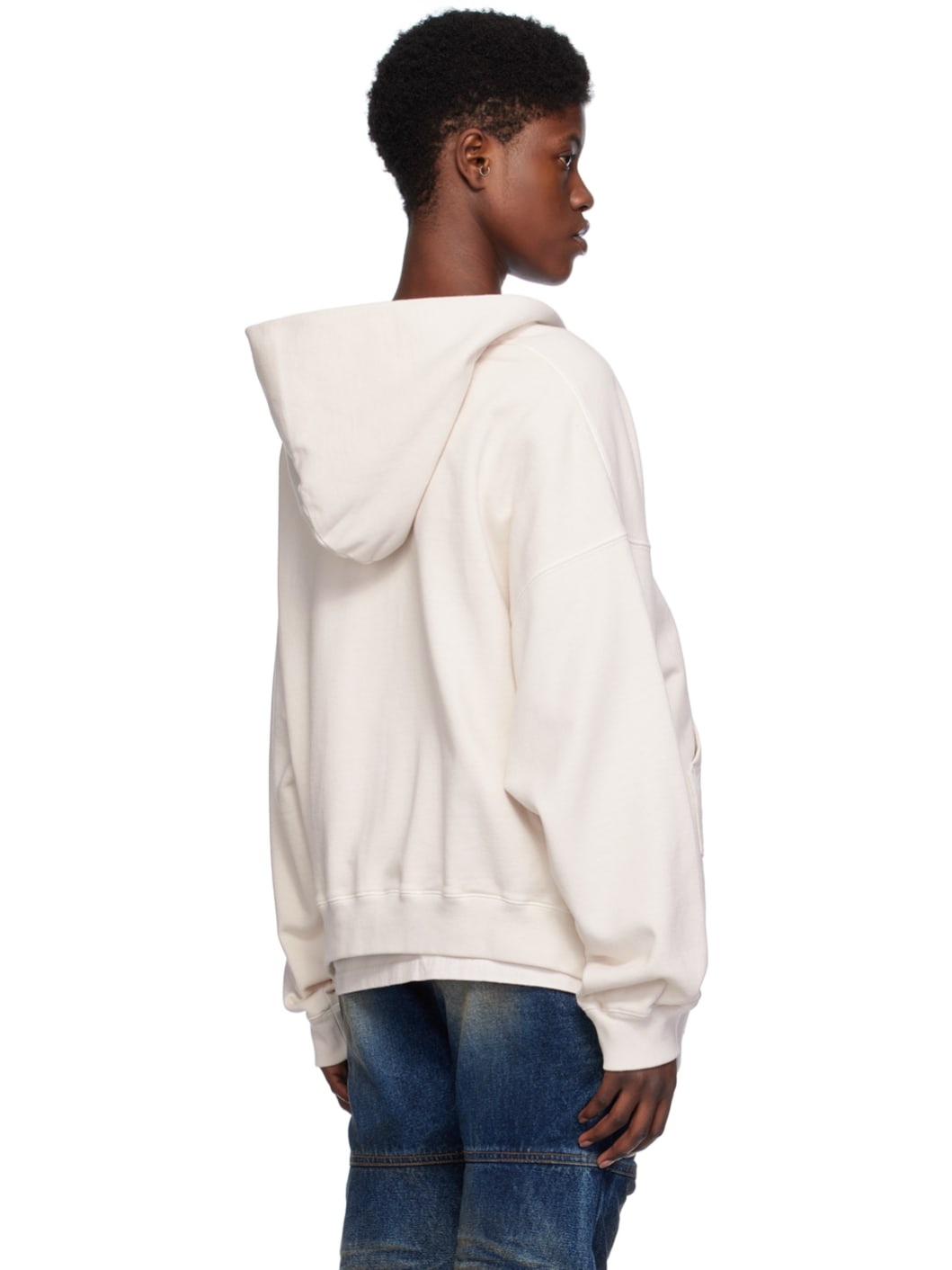 White Printed Hoodie - 3
