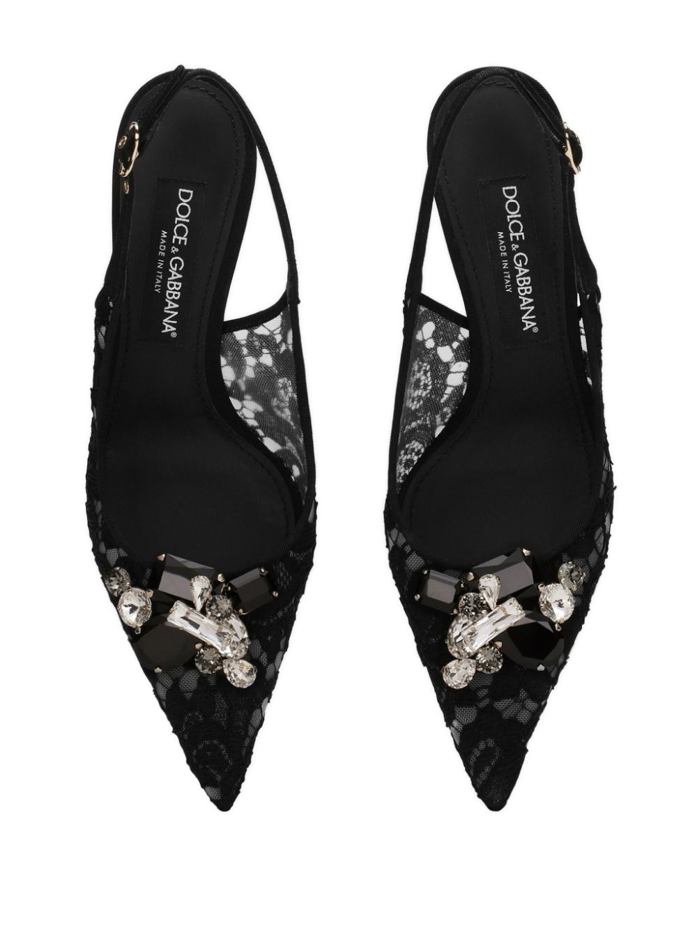 crystal lace slingback pumps - 4