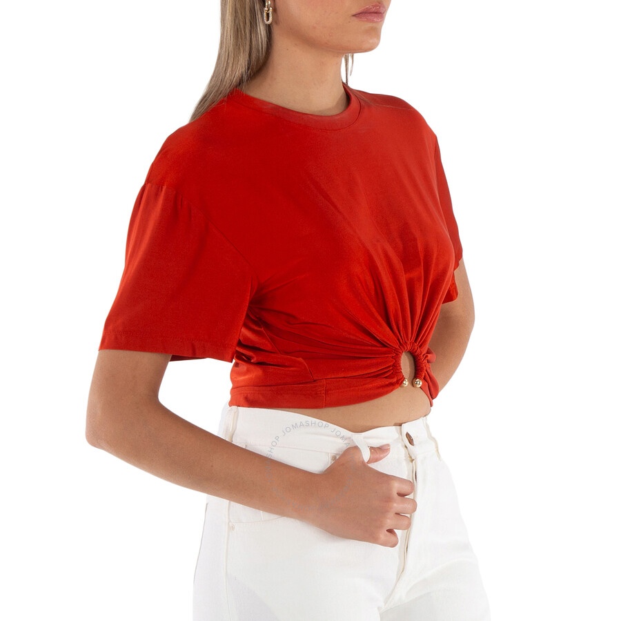 Rabanne Short Sleeve Knotted Cropped T Shirt - 4