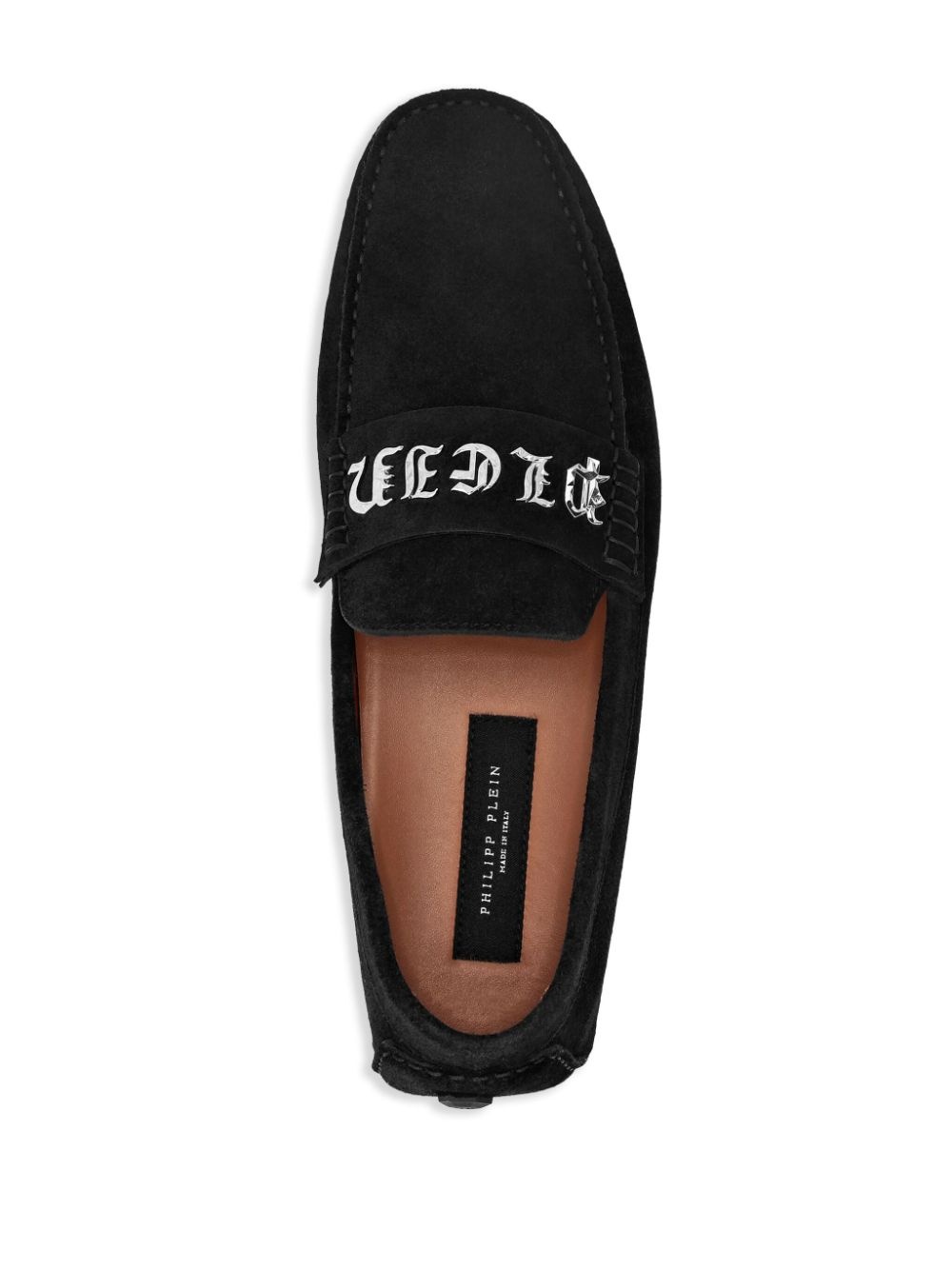 logo-plaque suede loafers - 4