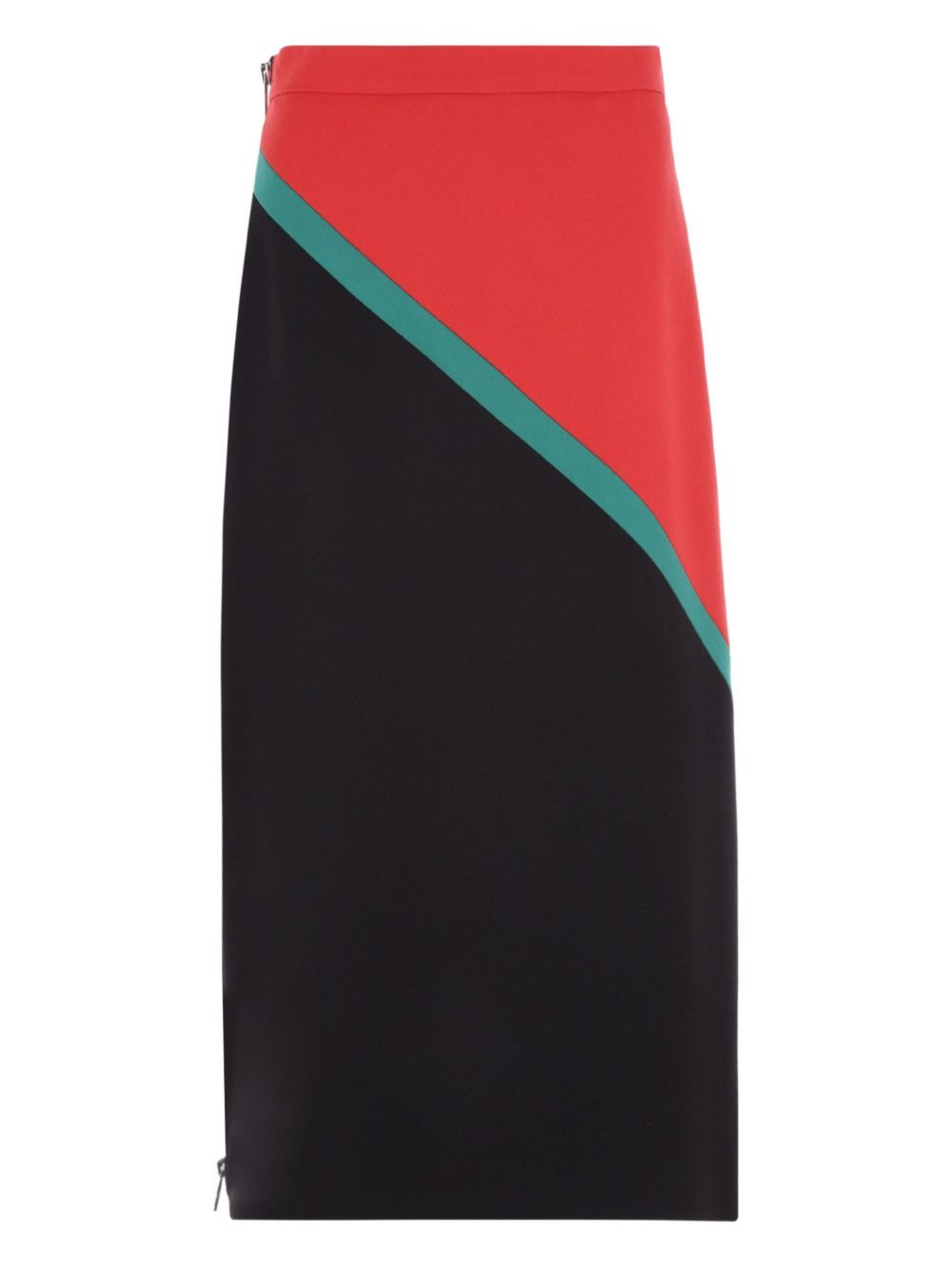 colour-block zip-detail skirt - 1