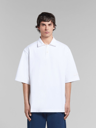 Marni WHITE BIO COTTON OVERSIZED POLO SHIRT WITH MARNI PATCHES outlook