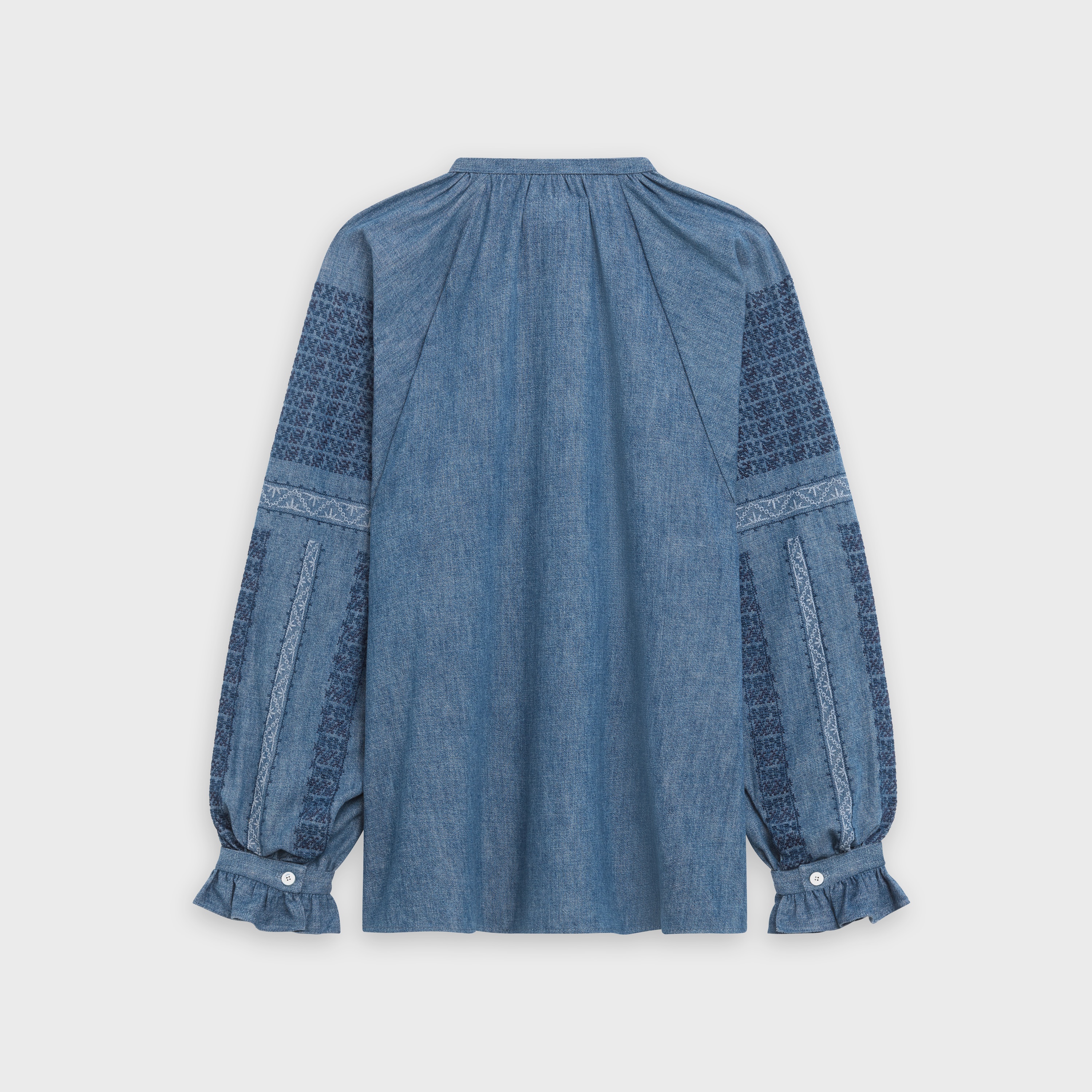 BLOUSE IN LIGHTWEIGHT EMBROIDERED DENIM - 2