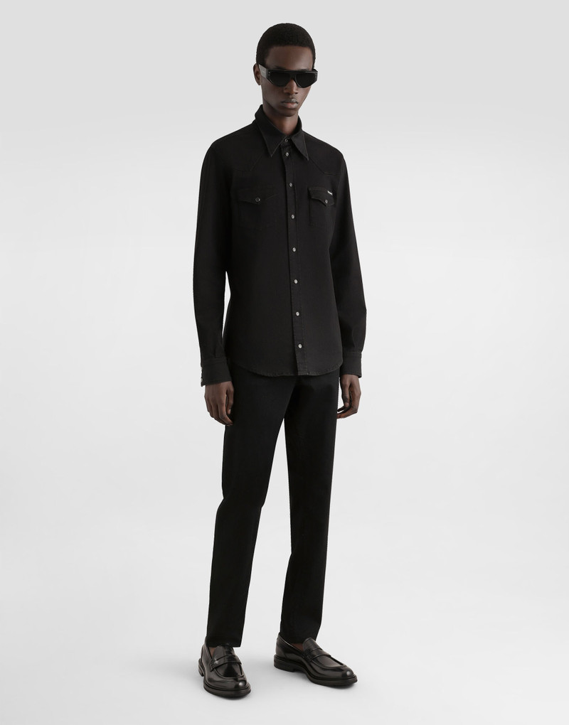 Dolce & Gabbana Coated black stretch denim shirt outlook