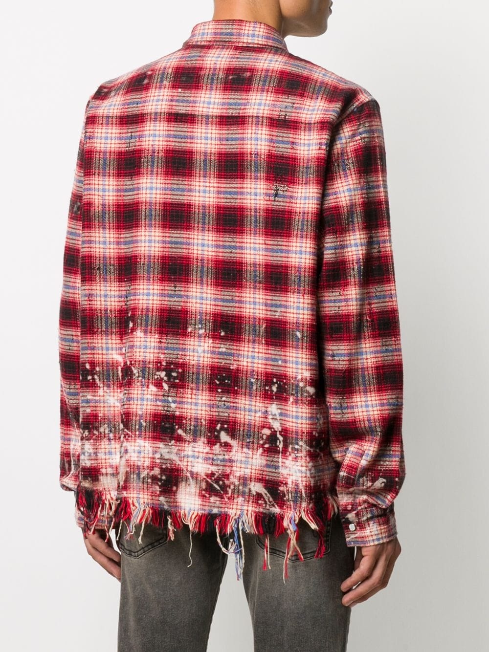 distressed check shirt - 4