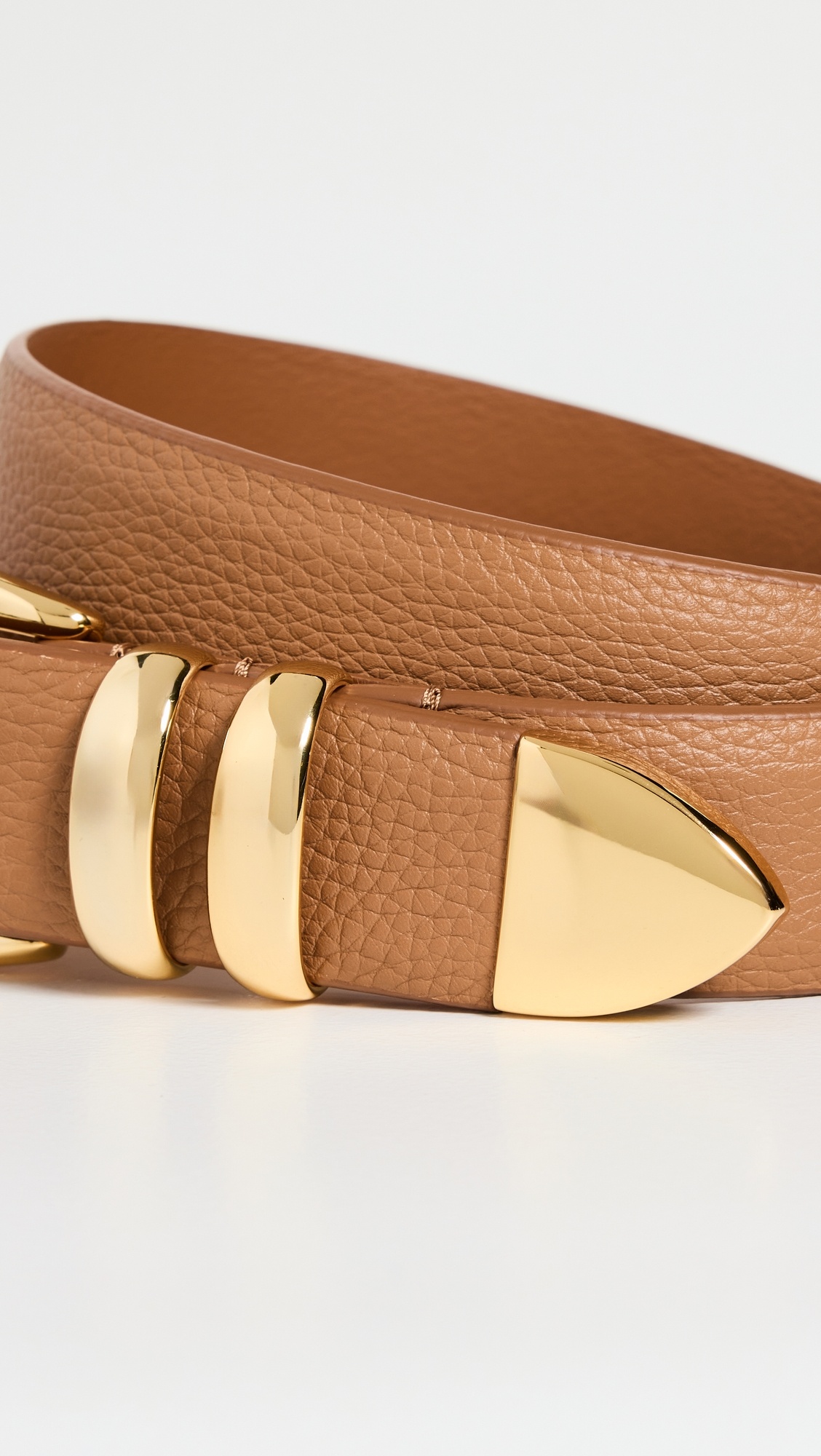 Narrow Calf Leather Double Fastener Belt - 4