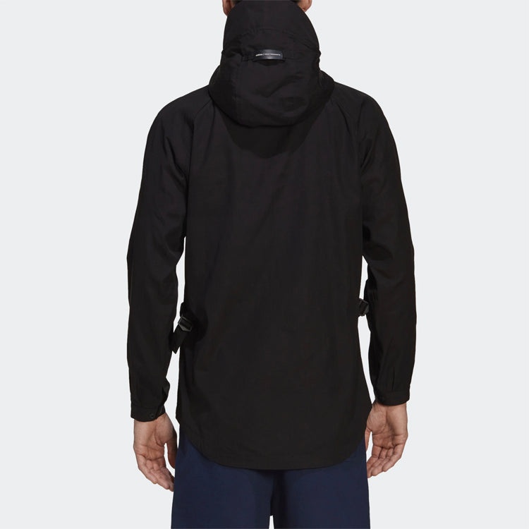 Men's Y-3 SS21 Logo Pattern Zipper Hooded Jacket Black GV4231 - 3