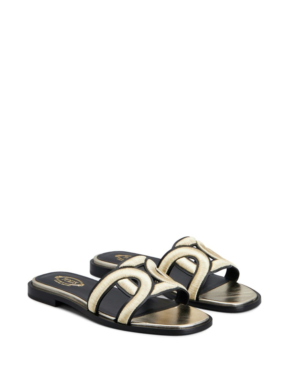 embroidered-stap flat sandals - 2