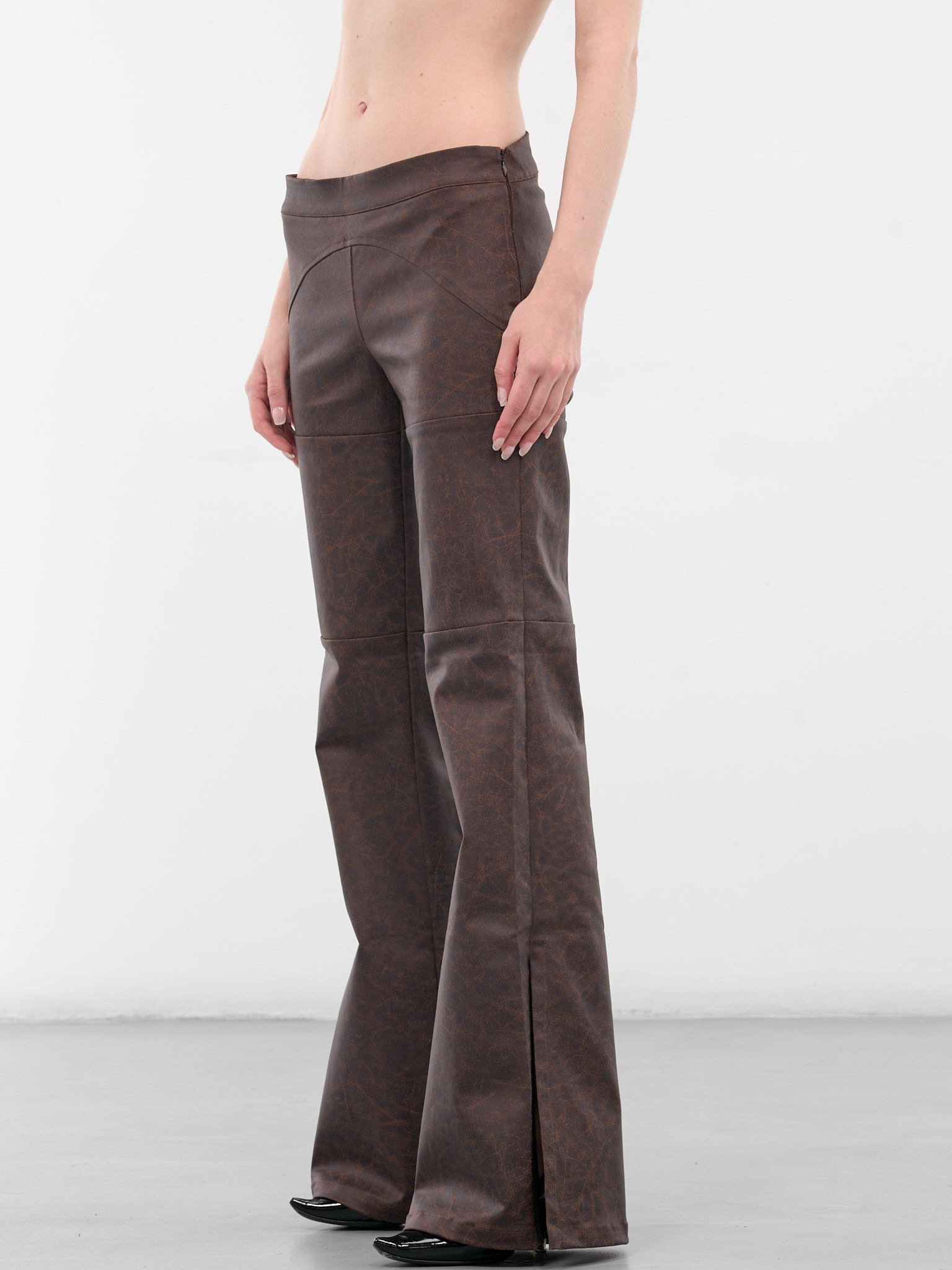 Brown Low-Rise Flared Trousers - 2