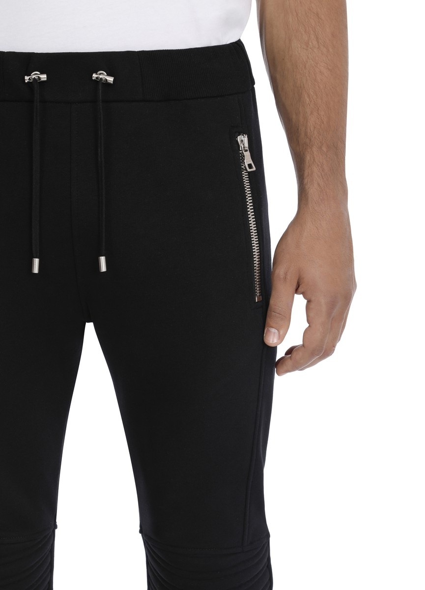 Black cotton sweatpants with embossed Balmain Paris logo - 4