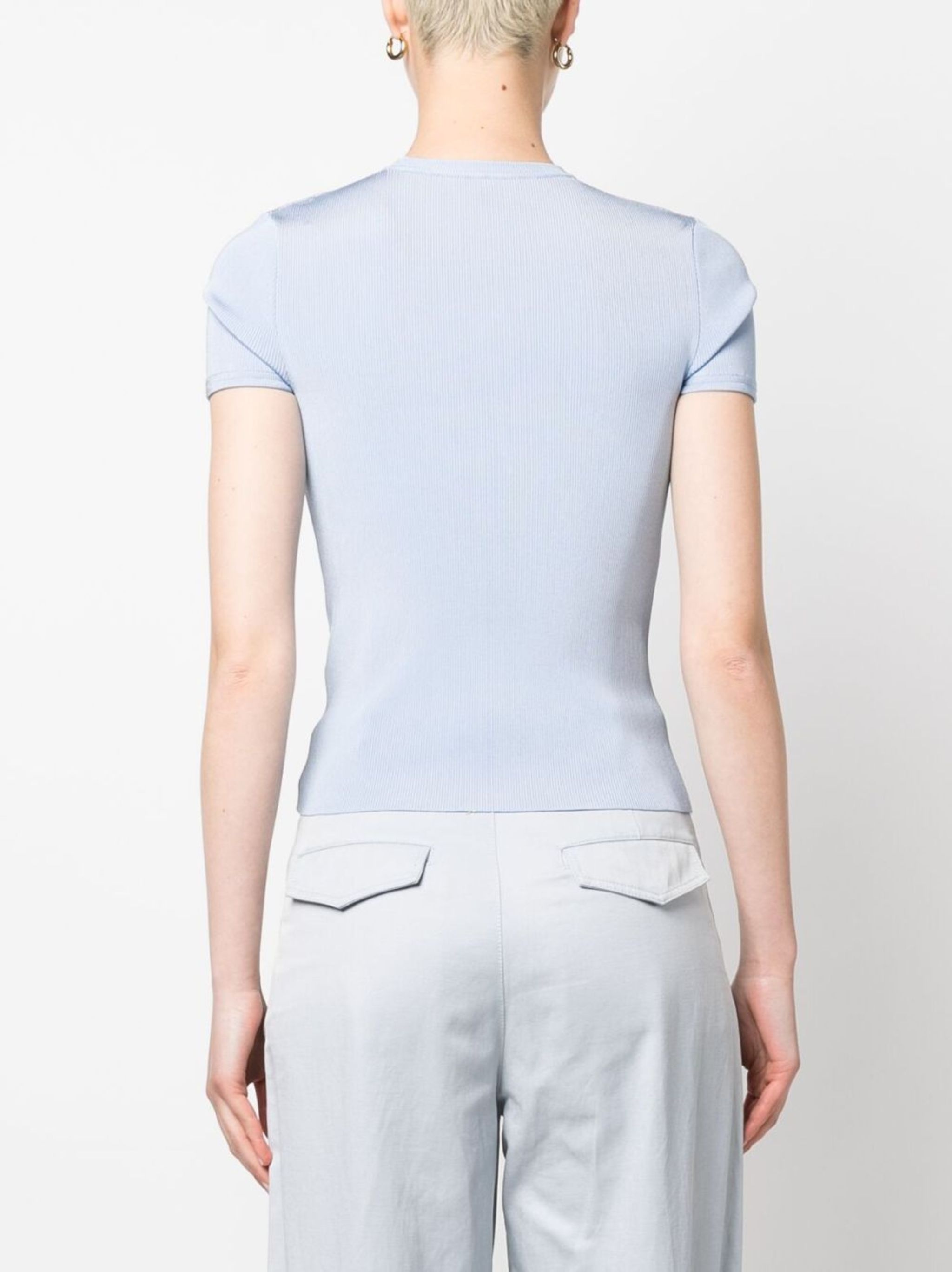 logo-plaque ribbed knit T-shirt - 4