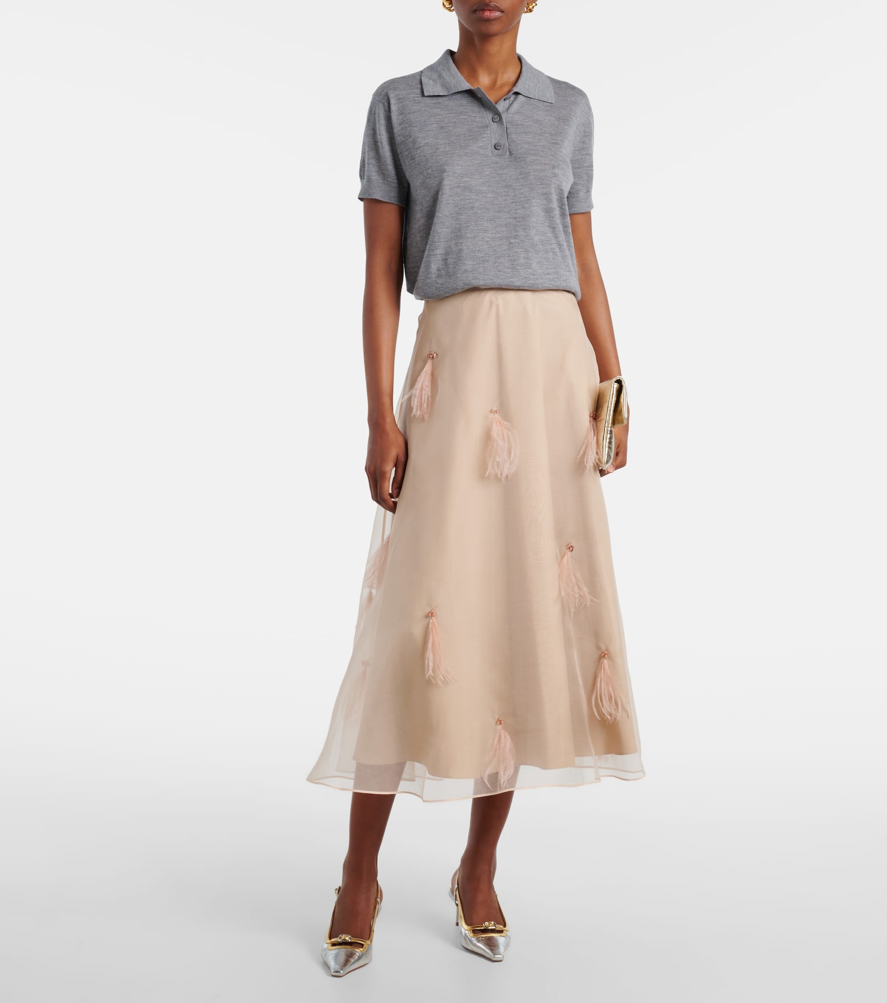 Sheer Volumes silk organza midi skirt - 2