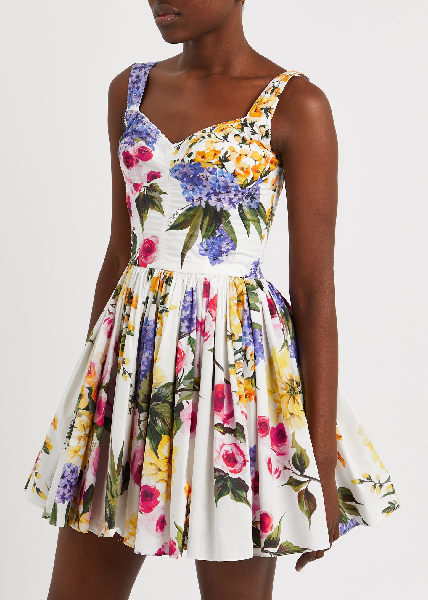 Floral-print cotton mini dress - 2