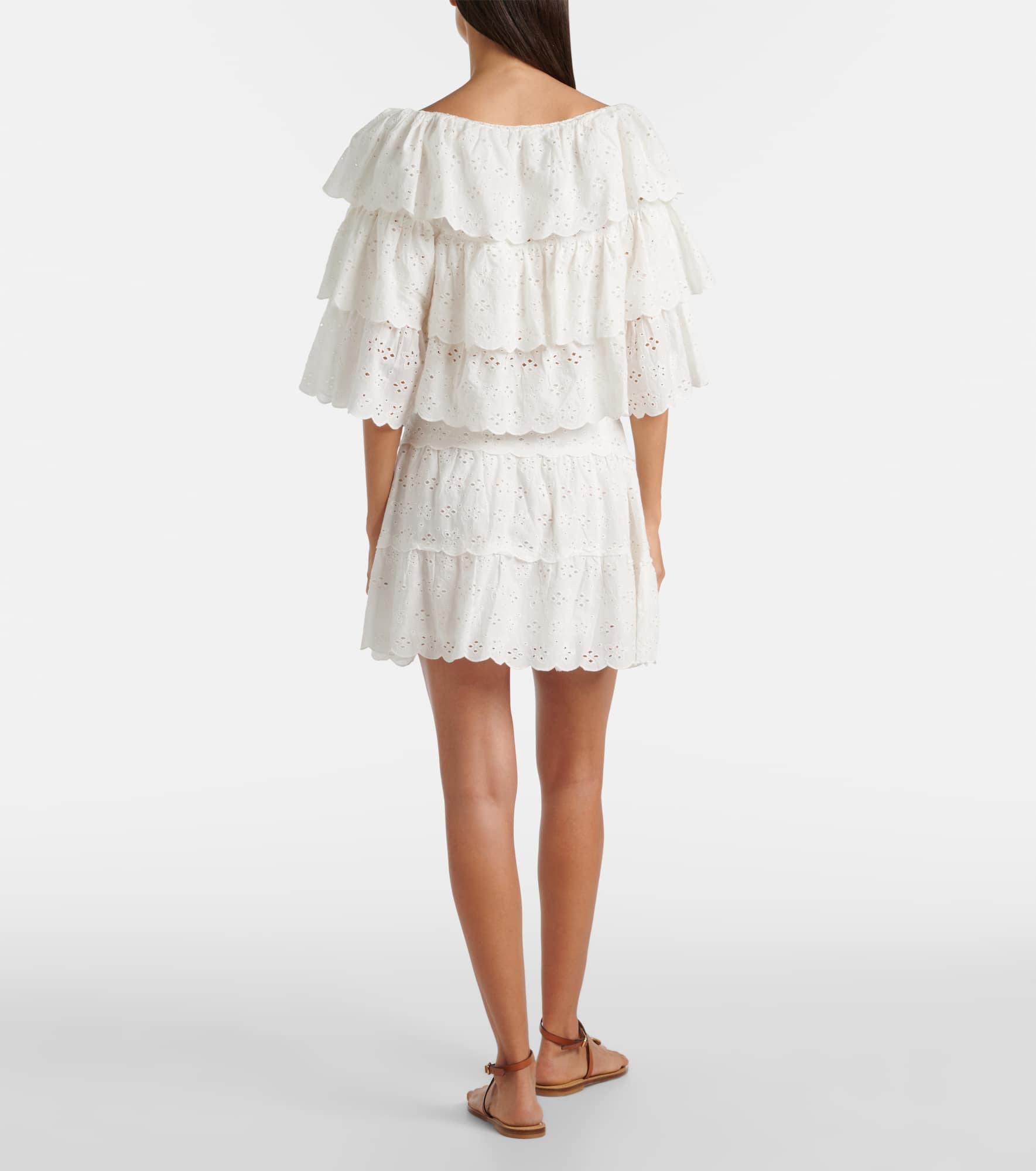 Broderie anglaise tiered cotton top - 3
