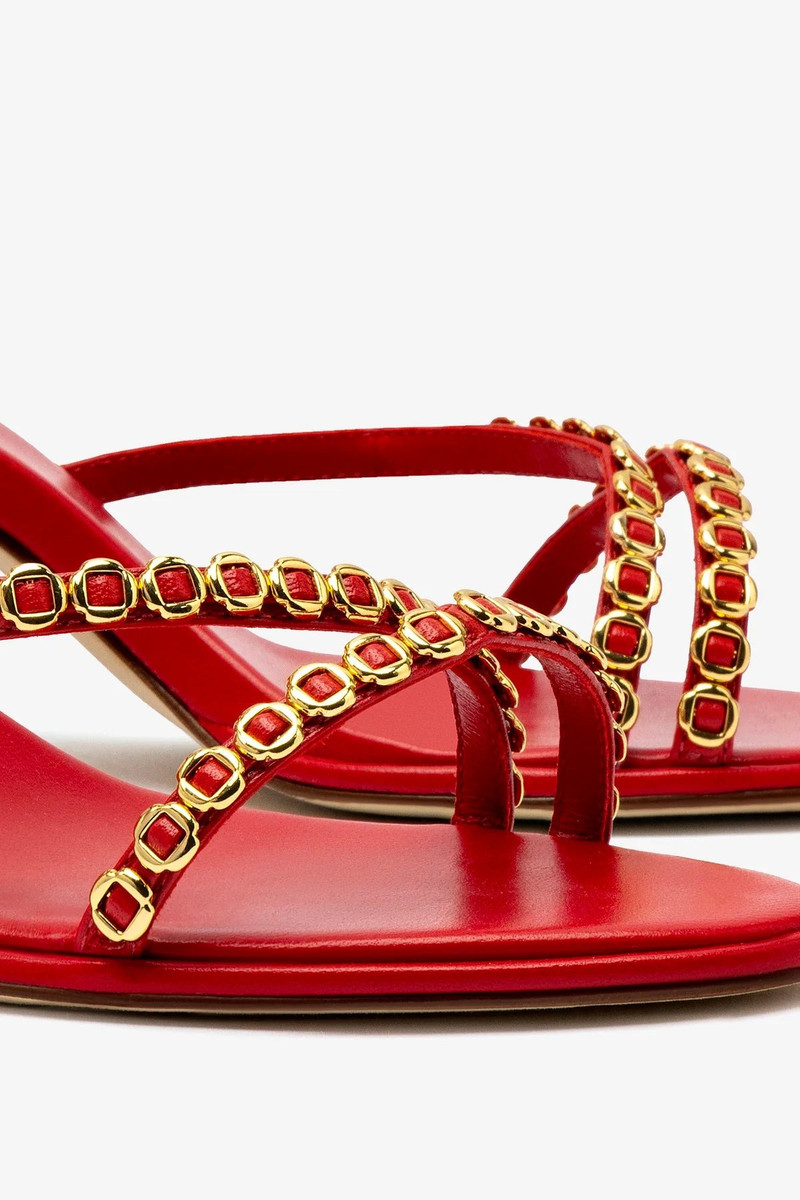 Milanina Mini Sandal In Scarlet Leather 4