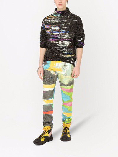 Dolce & Gabbana painted-print straight leg jeans outlook