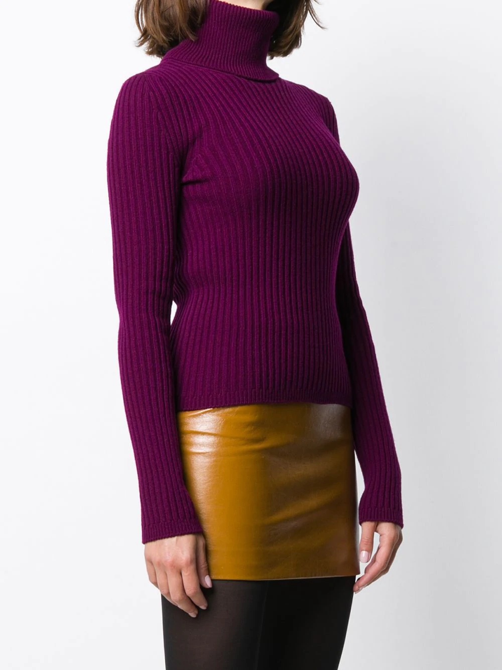 roll-neck ribbed-knit jumper - 3