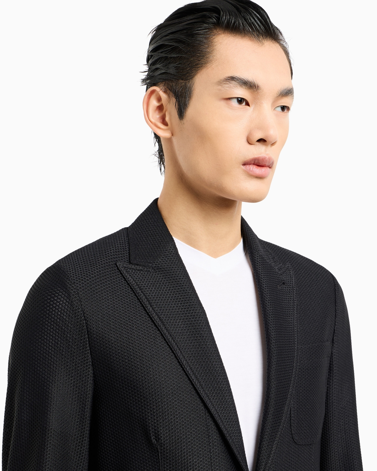 Icon single-breasted jacket in technical waffle fabric - 5