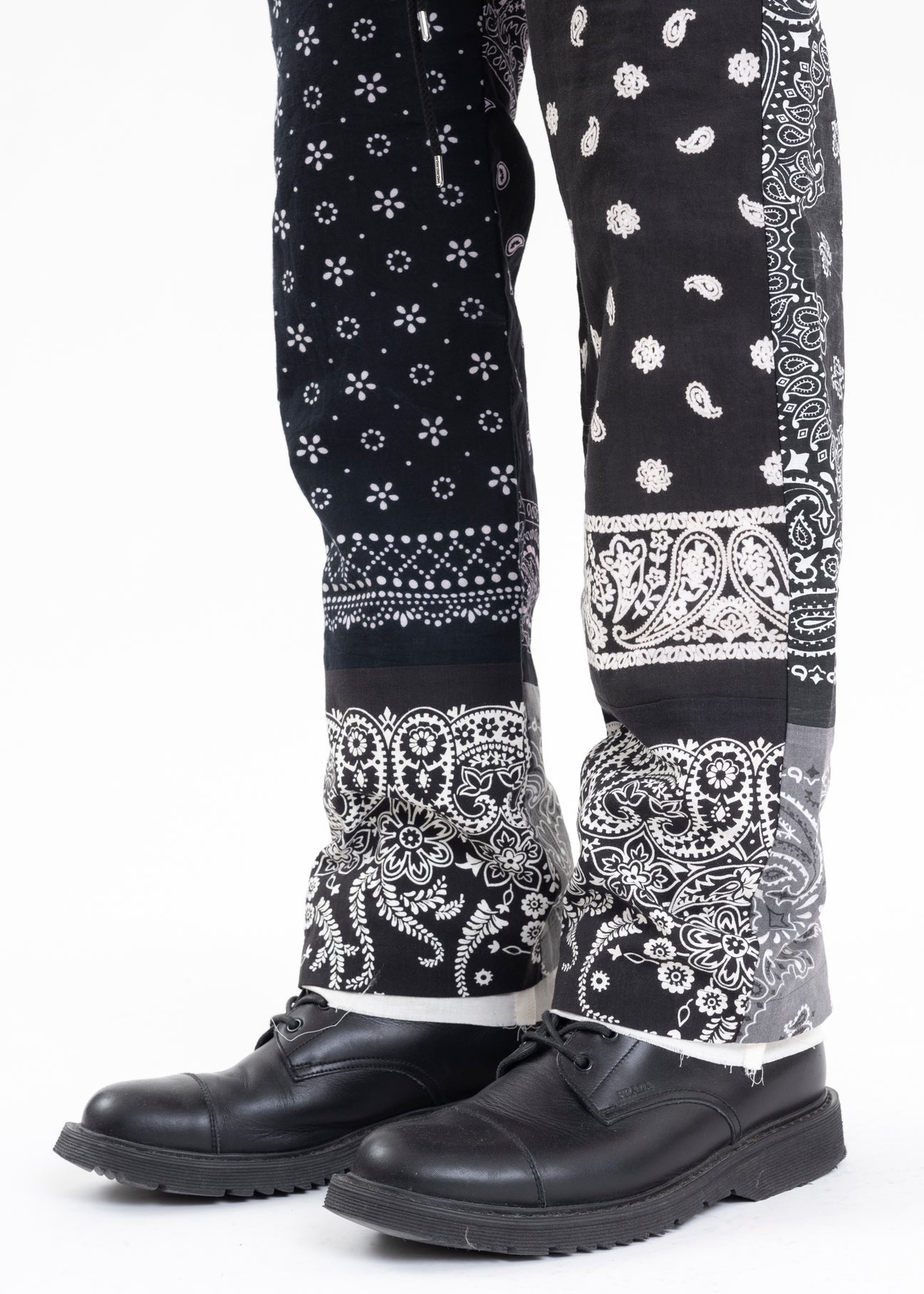 Black BANDANA PATCHWORK PANTS - 8