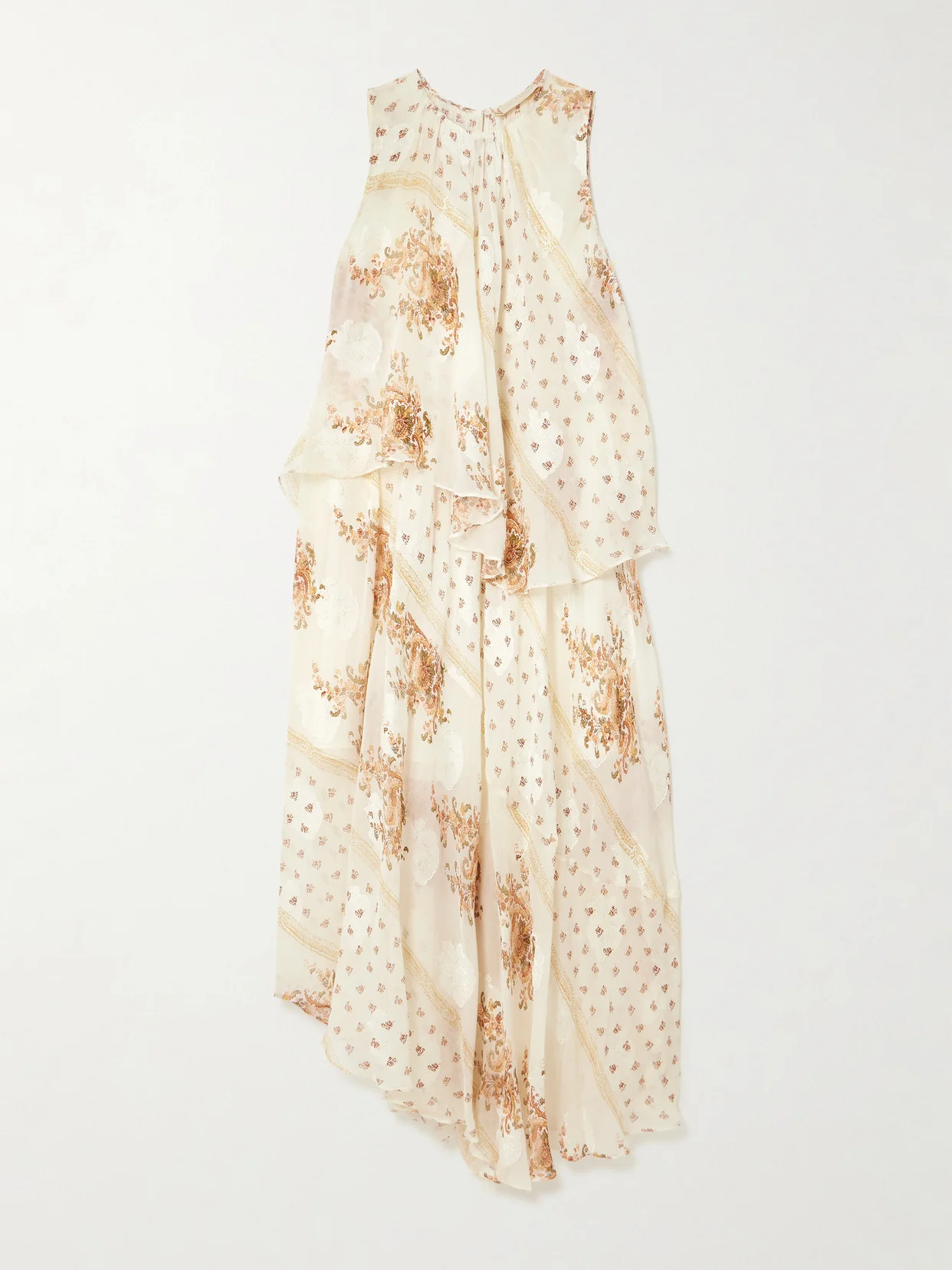 Caprice Asymmetric Layered Printed Silk-blend Dress - 1