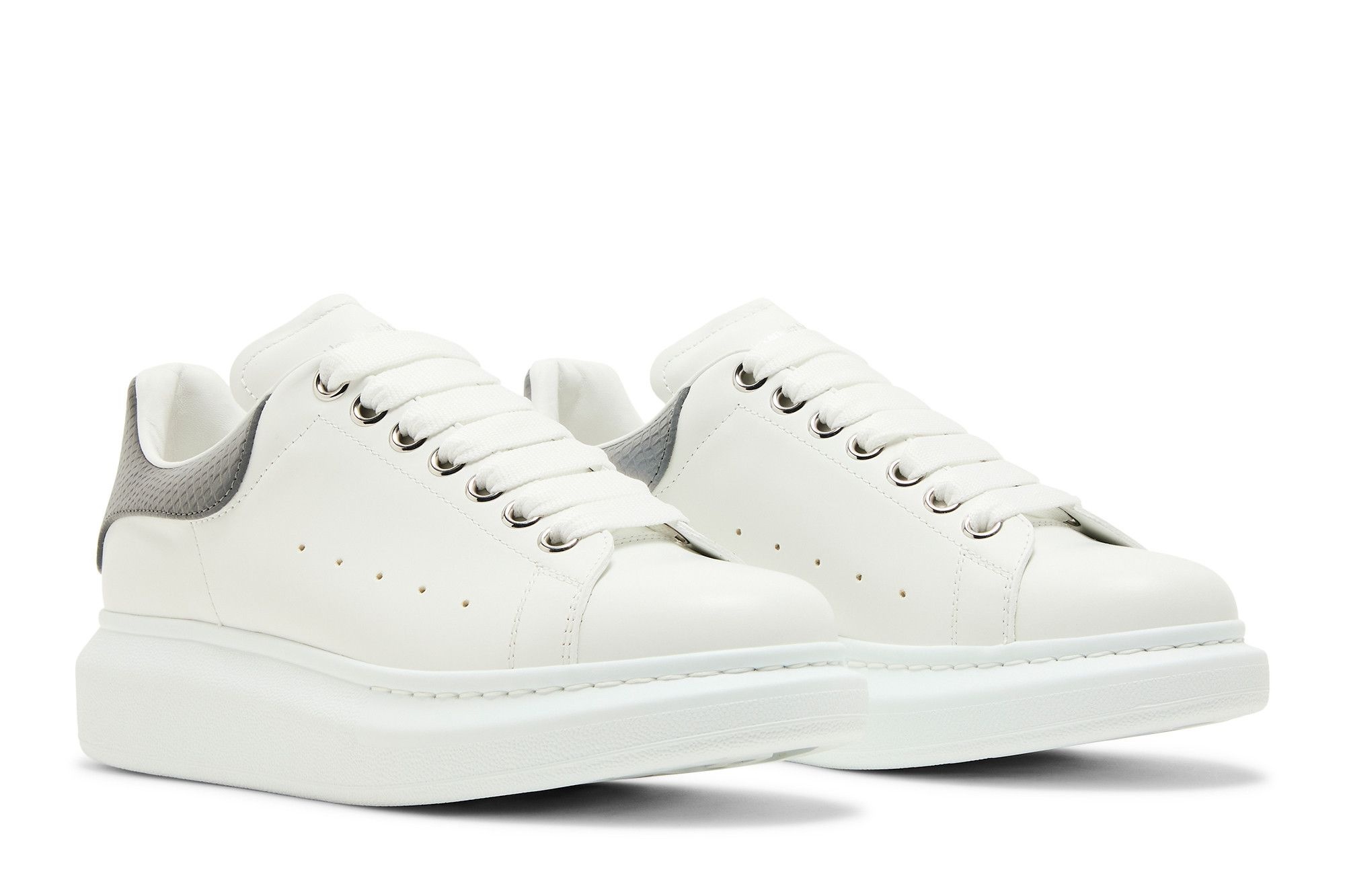 Alexander McQueen Wmns Oversized Sneaker 'White Grey Snakeskin' - 8