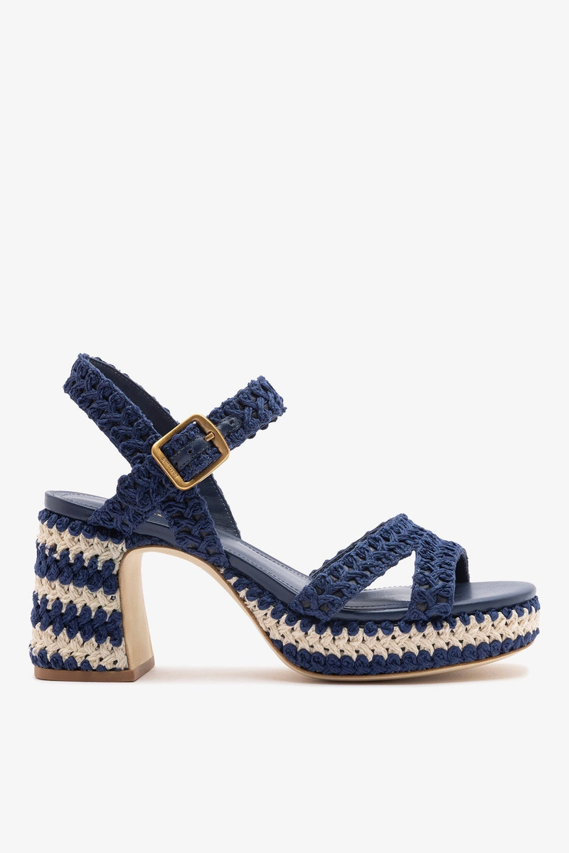 Jolene Low Sandal Navy Crochet 1