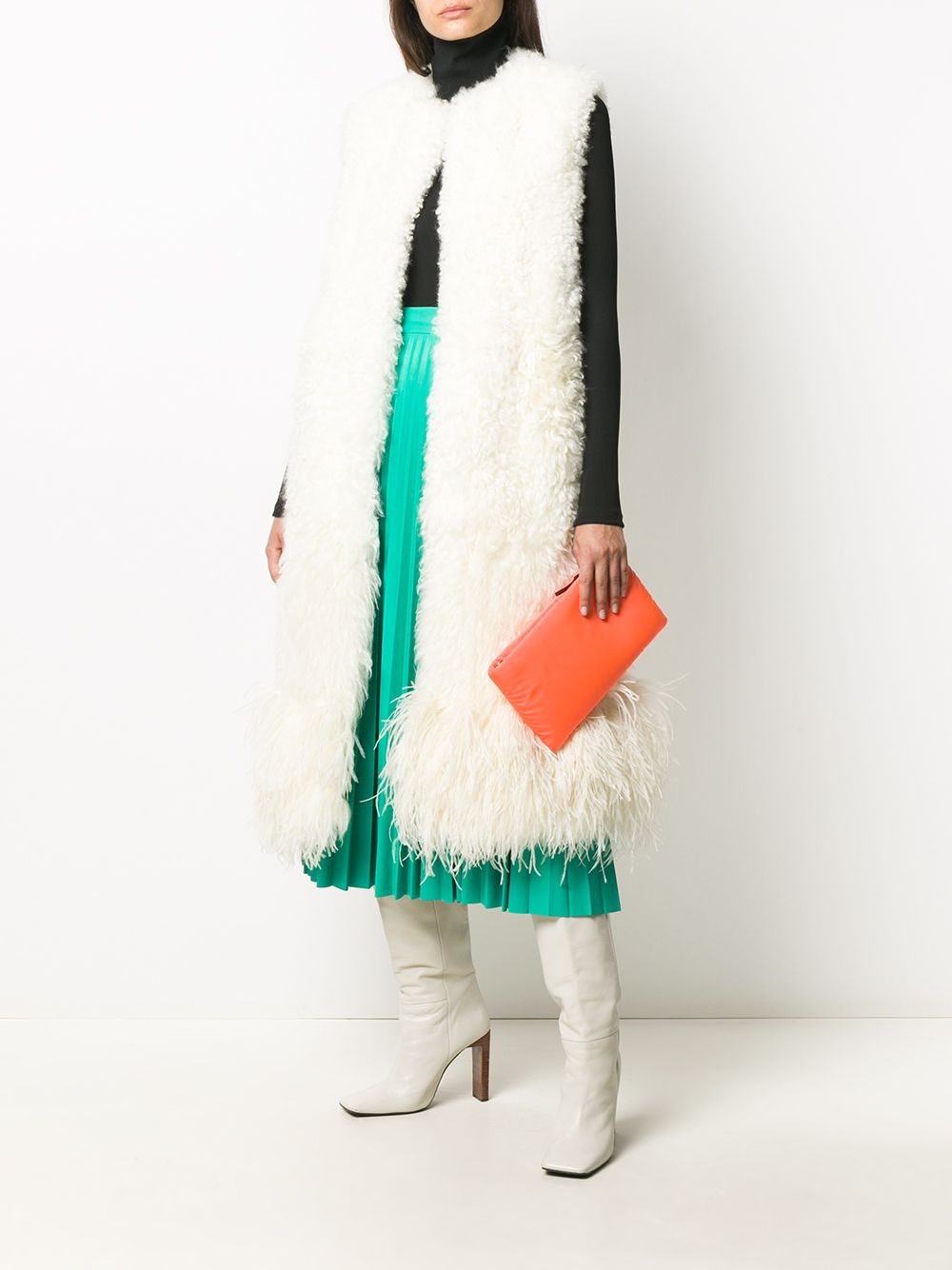 sleeveless shearling oversized coat - 2