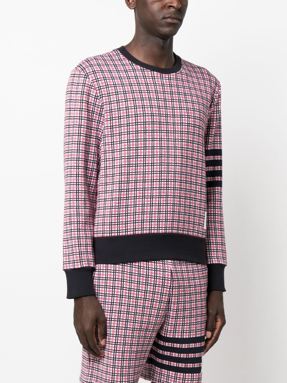 checked jacquard crew-neck sweatshirt - 3