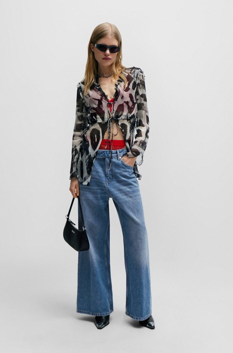 HUGO OVERSIZE-FIT WIDE-LEG JEANS IN MID-BLUE DENIM outlook