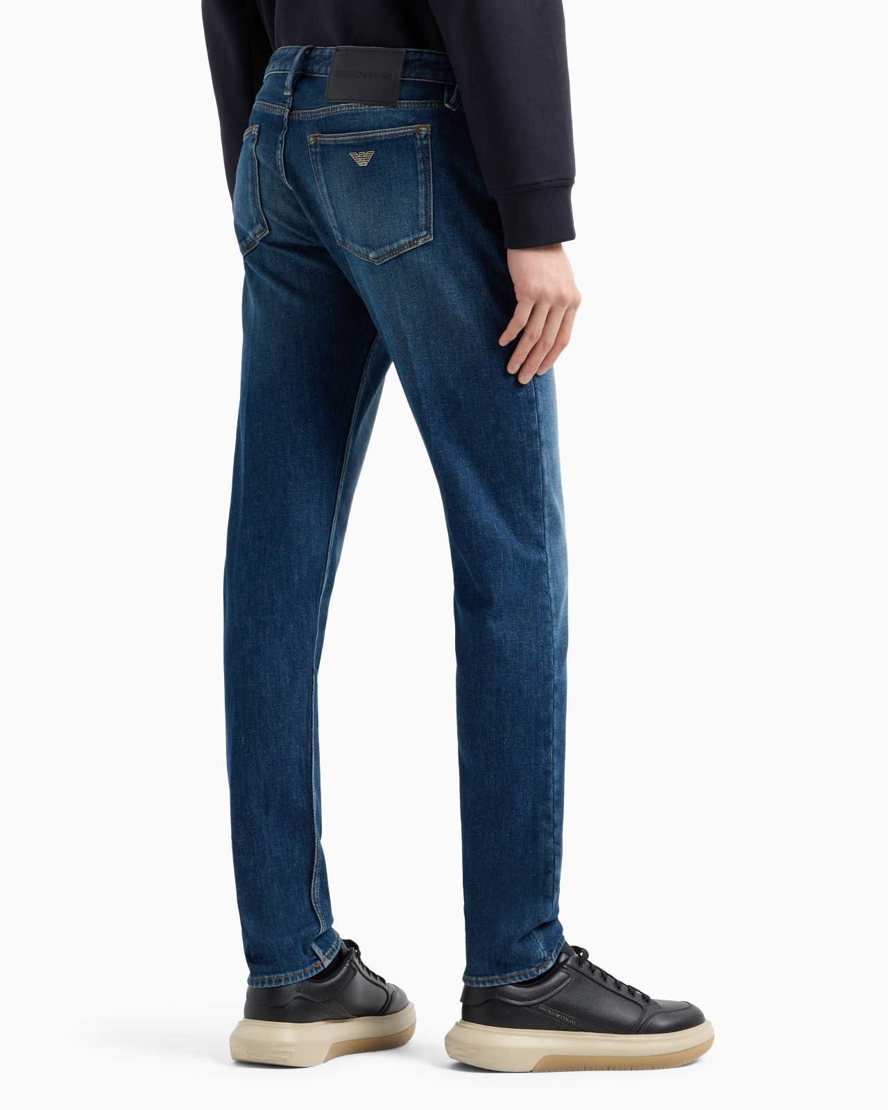J75 Slim-fit, stone-washed stretch-denim jeans with whisker lines - 3