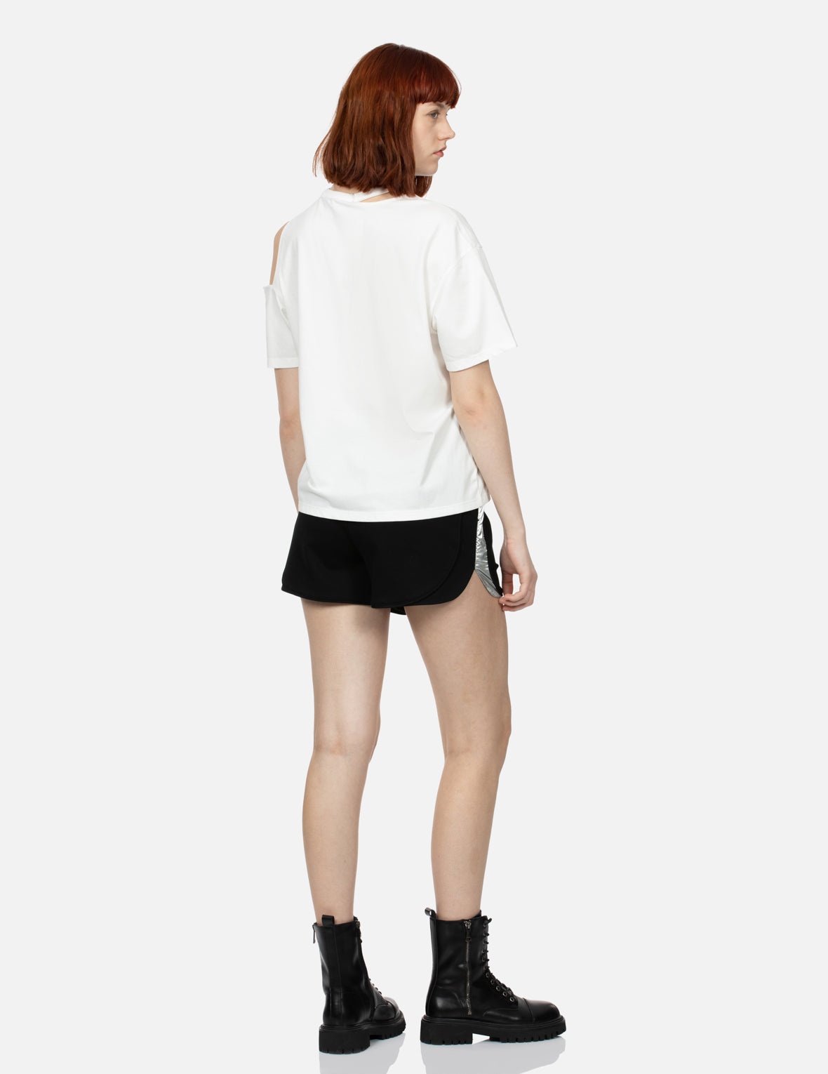 Heat Transfer Logo Print Hollow Fashion Fit T-shirt - 4