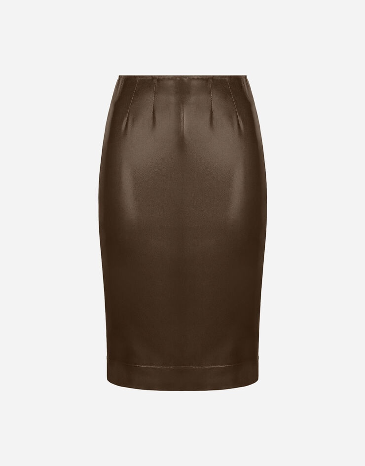 Midi skirt in shiny satin - 1