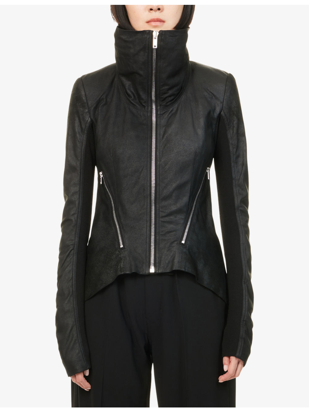 Naska Asymmetric Leather Biker Jacket - 3