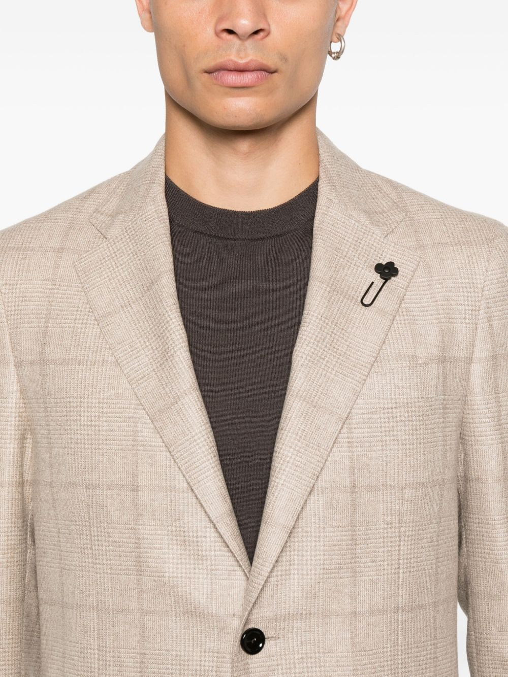 checked two-button jacket - 5