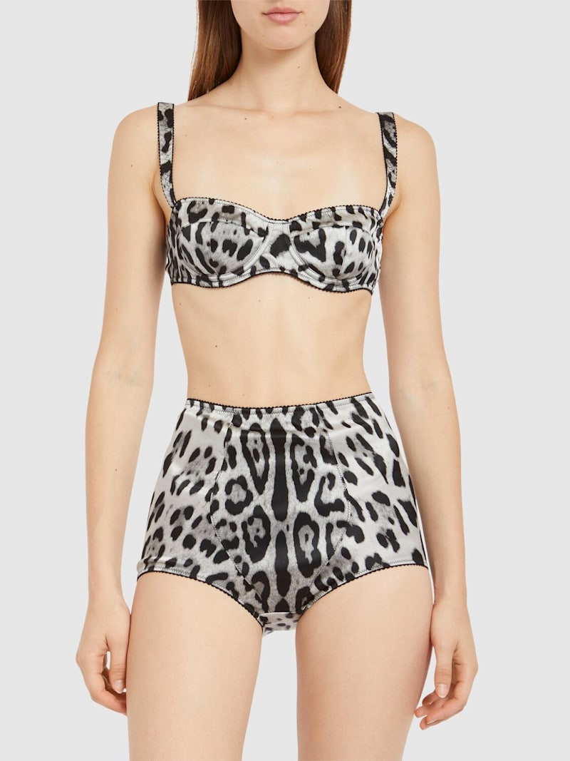 Leo print stretch satin briefs - 2