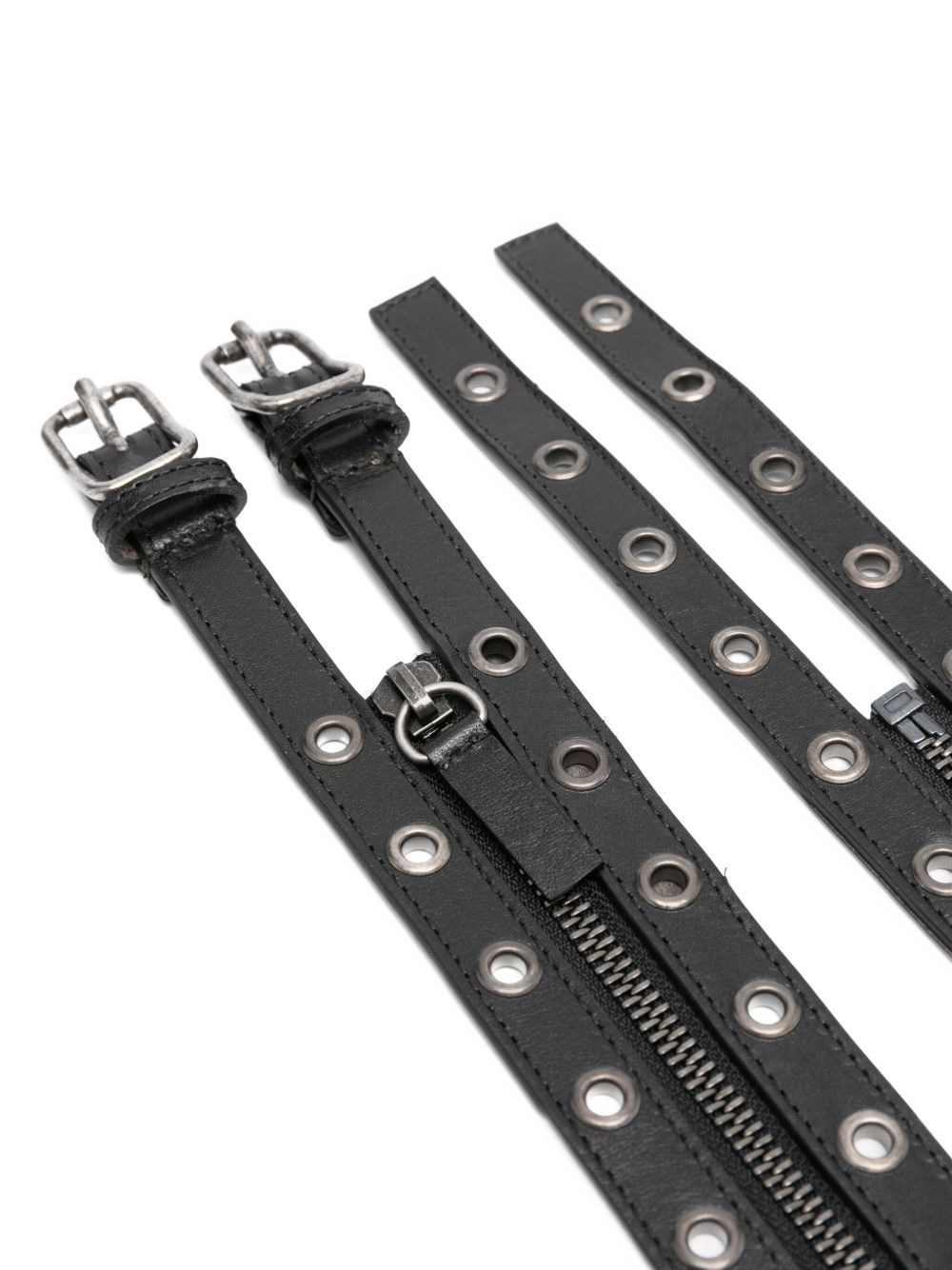 zip-detail leather belt - 2