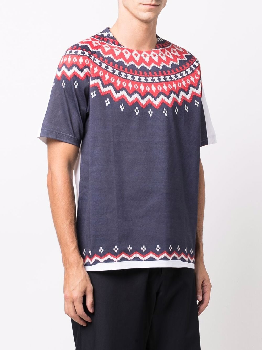 patterned-front crewneck T-shirt - 3